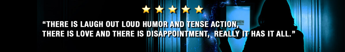The silhouette of woman with hand raised stands in front of a private detective office. A five star review reads "There is laugh out loud humour and tense action, there is love and there is disappointment, really it has it all."