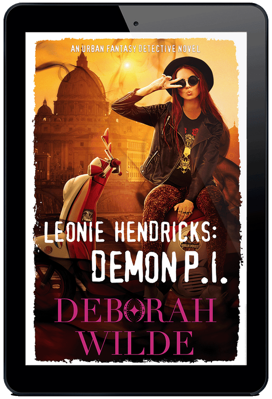 Ebook cover of "Leonie Hendricks: Demon P.I." by Deborah Wilde. An urban fantasy detective novel.