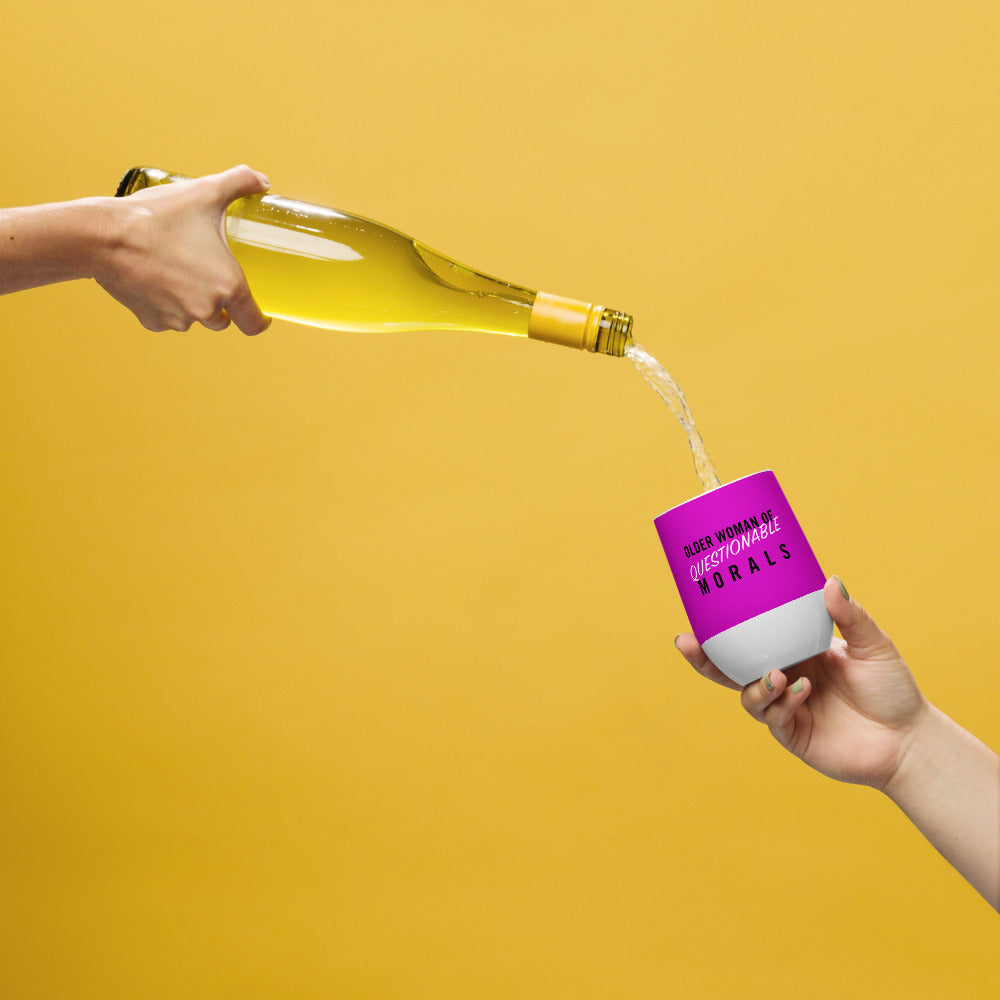 "Older Woman with Questionable Morals" Wine Tumbler