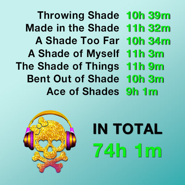 "Magic After Midlife" audiobook runtimes. Text reads "In total 74 hours 1 minute".