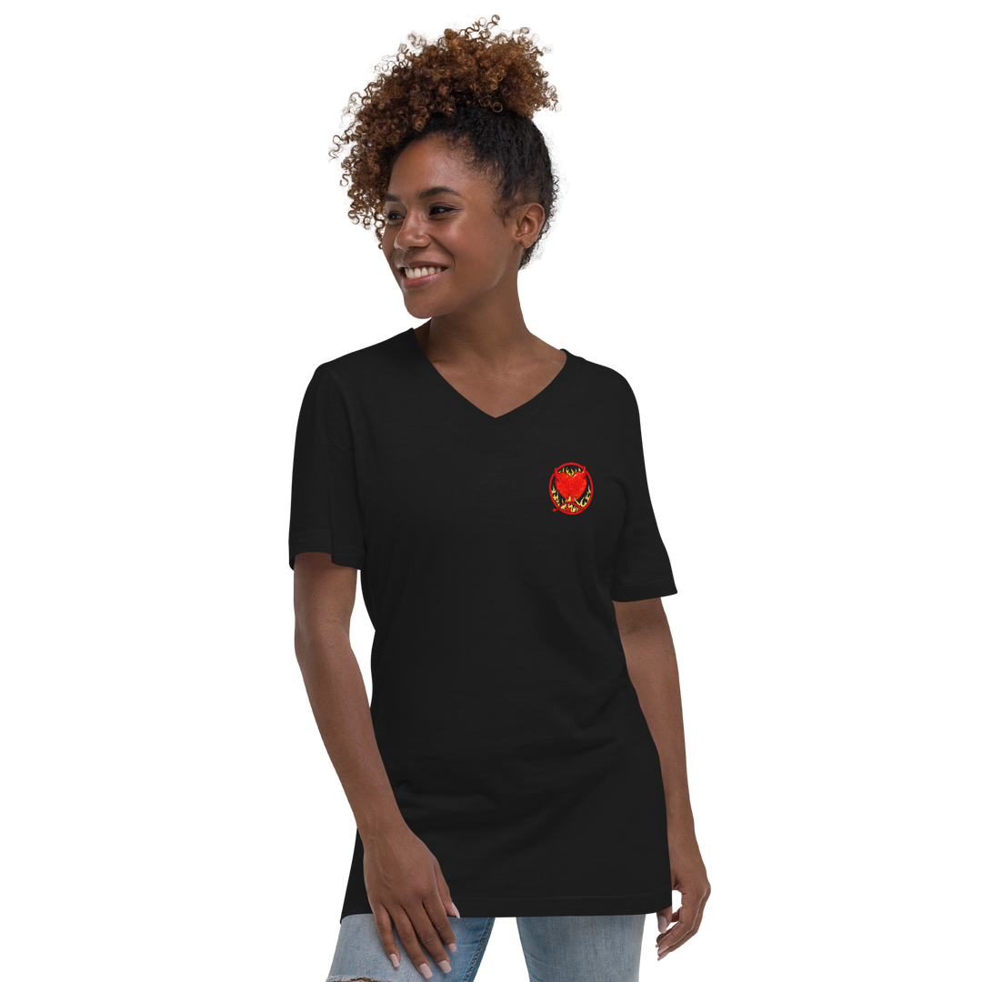 Bedeviled AF Unisex V-Neck T-Shirt (Small Logo)