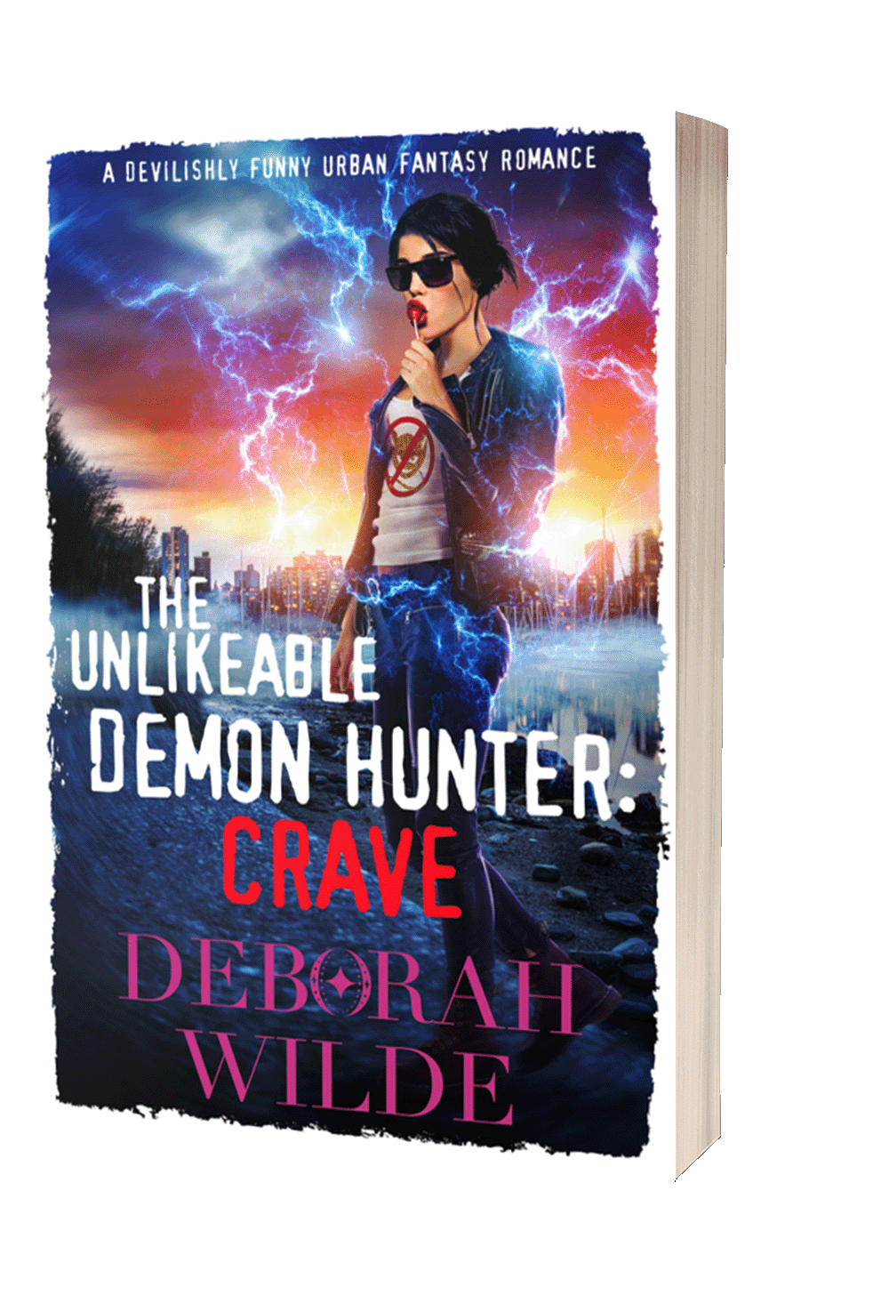 Paperback cover of "The Unlikeable Demon Hunter:Crave", a funny, sexy, urban fantasy from Deborah Wilde.