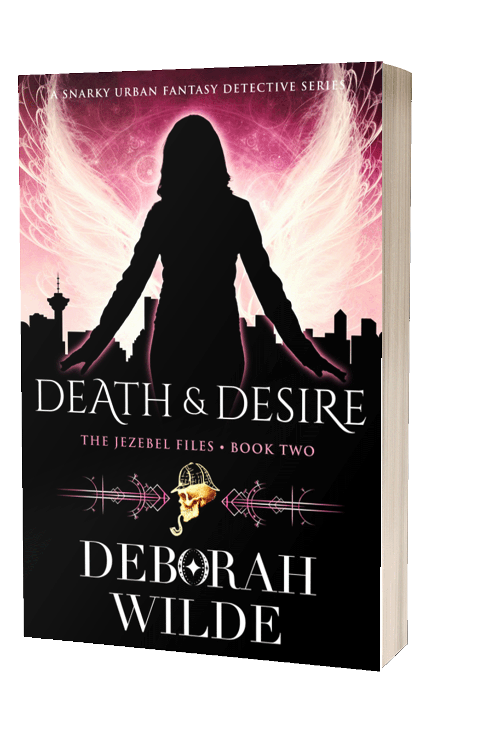 Paperback of Death & Desire book 2 in The Jezebel Files, an urban fantasy detective fiction by Deborah Wilde.