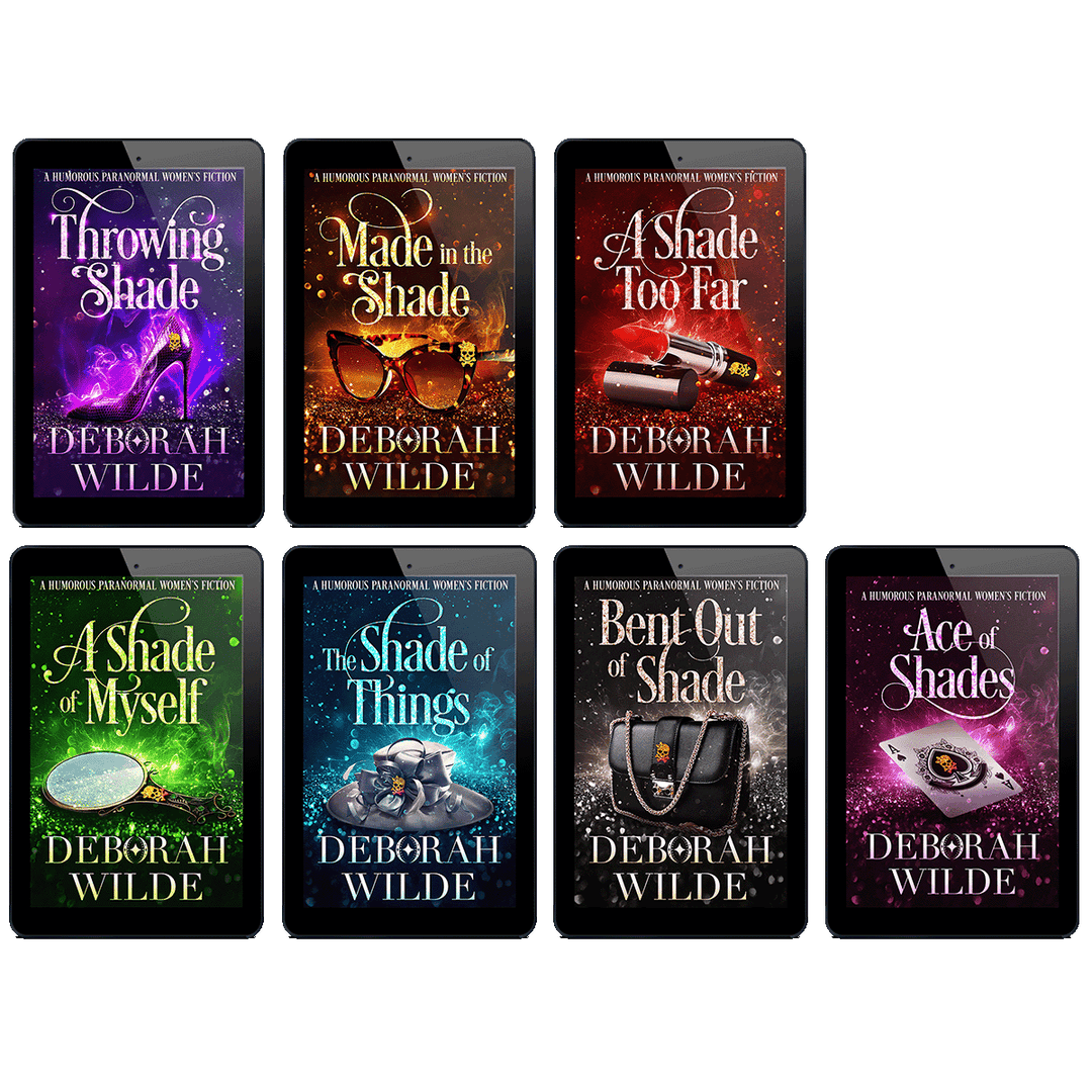 All 7 ebooks in the "Magic After Midlife" urban fantasy series by Deborah Wilde. Books included are; "Throwing Shade", "Made in the Shade", "A Shade Too Far", "A Shade of Myself", "The Shade of Things", "Bent out of Shade", and "Ace of Shades".