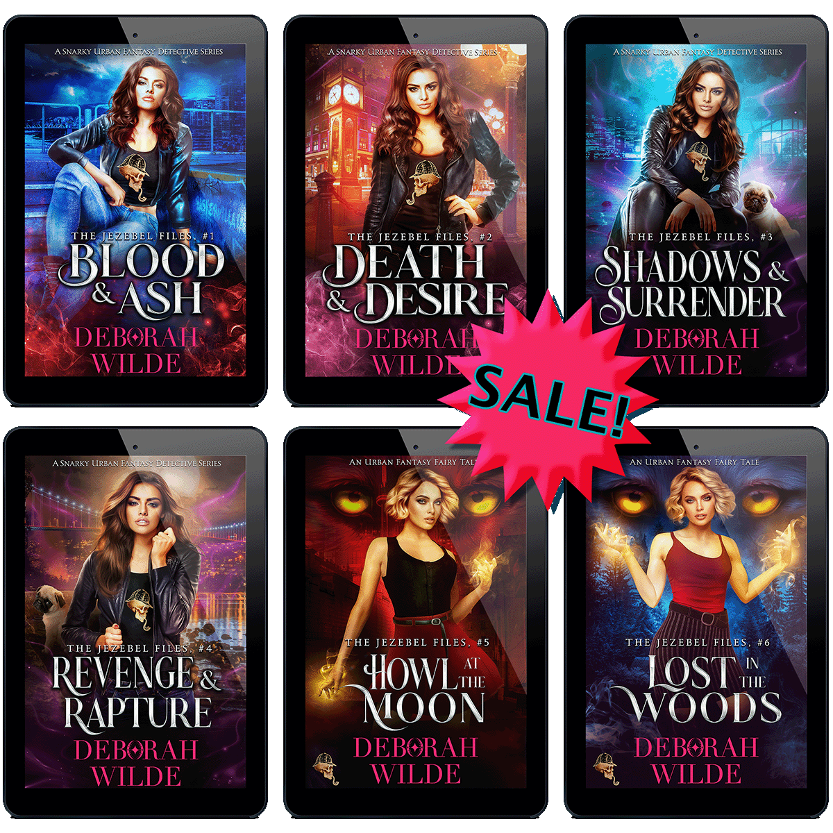 SALE on all 6 ebooks in the Jezebel Files. A snarky urban fantasy detective series by Deborah Wilde.