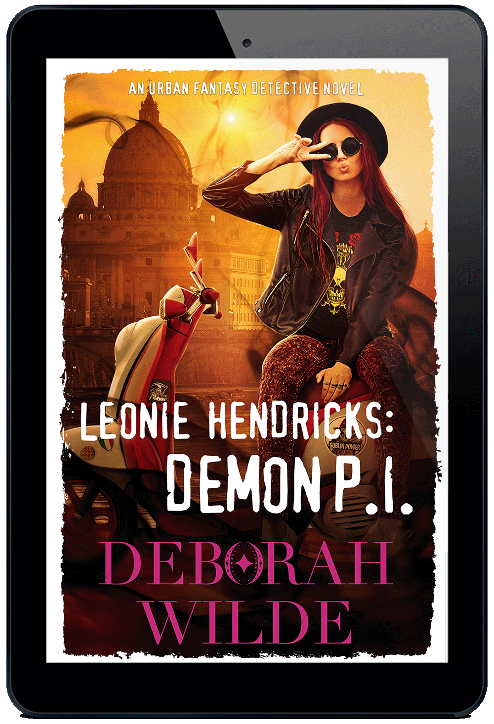 Ebook cover of "Leonie Hendricks: Demon P.I." by Deborah Wilde. An urban fantasy detective novel.