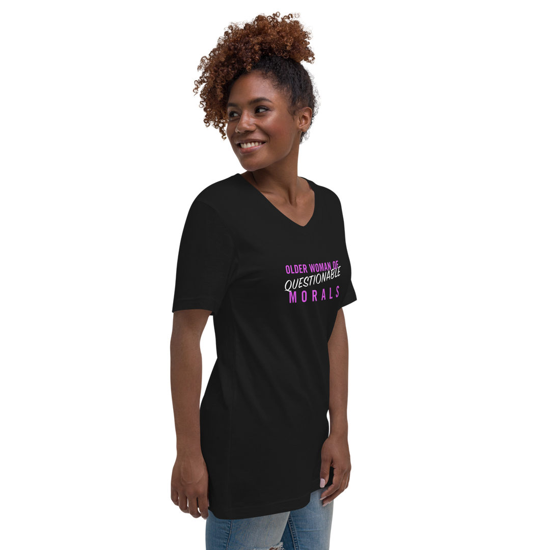 "Older Woman of Questionable Morals" Unisex V-Neck T-Shirt