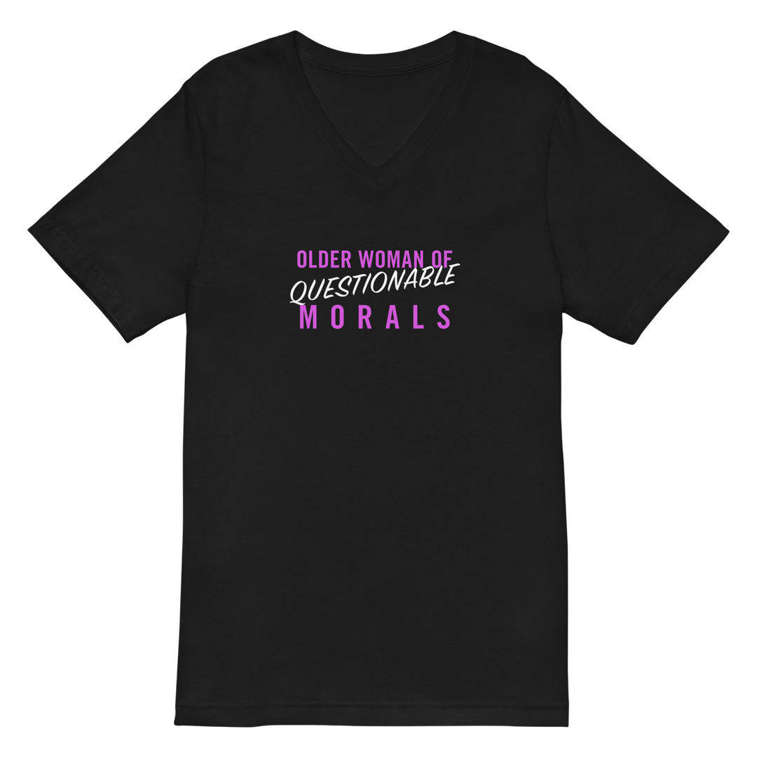 "Older Woman of Questionable Morals" Unisex V-Neck T-Shirt