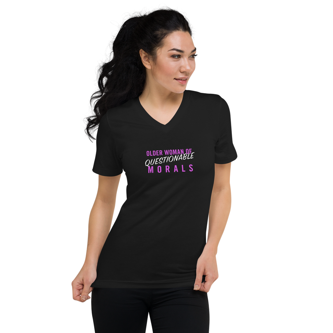 "Older Woman of Questionable Morals" Unisex V-Neck T-Shirt