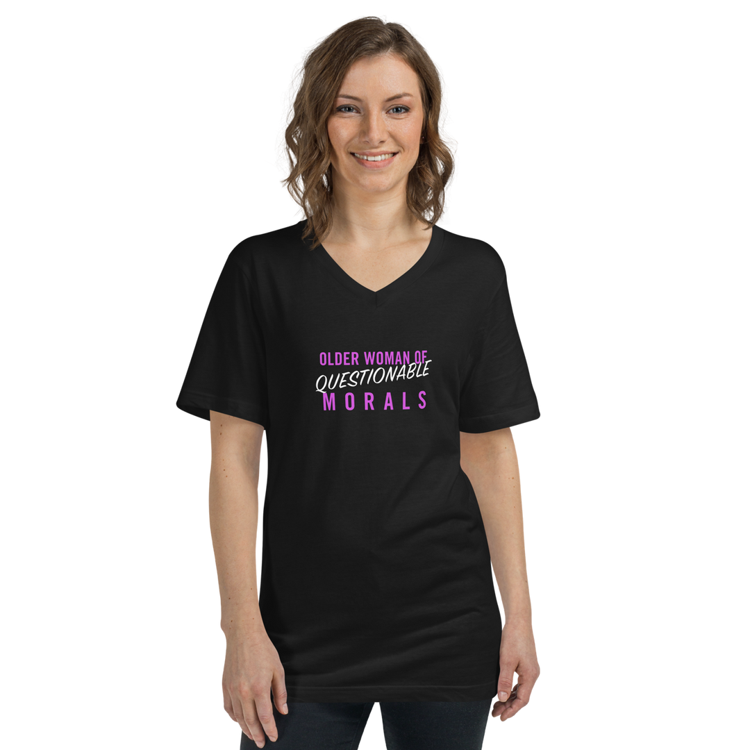 "Older Woman of Questionable Morals" Unisex V-Neck T-Shirt