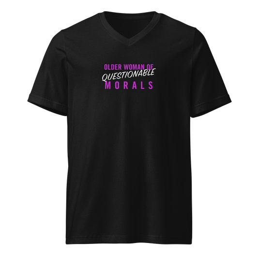 "Older Woman of Questionable Morals" Unisex V-Neck T-Shirt