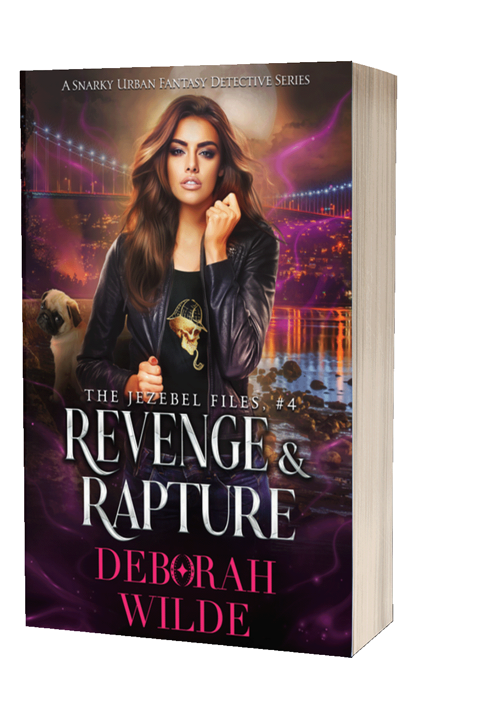 Paperback cover of "Revenge & Rapture", a funny, sexy, urban fantasy detective series by Deborah Wilde.