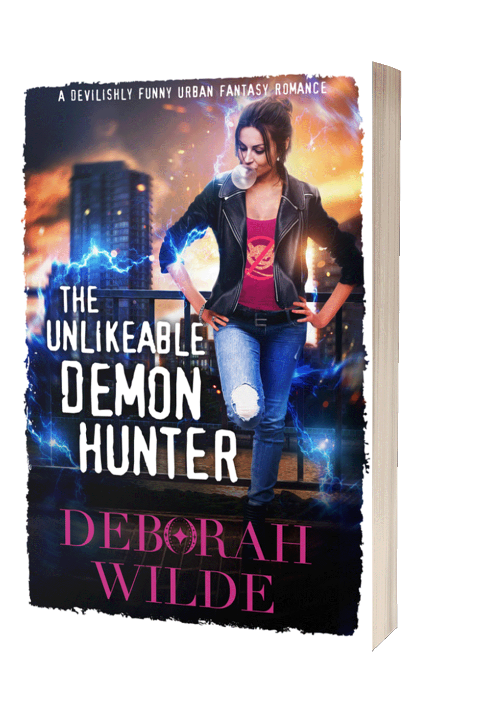 Paperback cover of "The Unlikeable Demon Hunter", a funny, sexy, urban fantasy from Deborah Wilde.