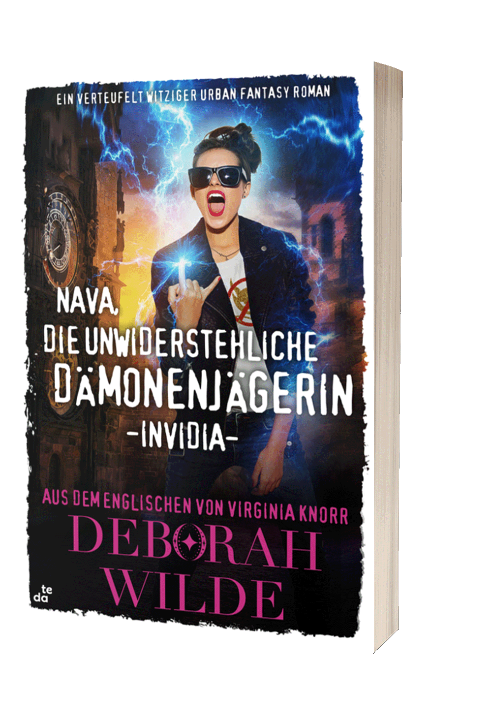 Paperback cover of "Invidia" the German language version of "The Unlikeable Demon Hunter:Sting" by Deborah Wilde. Translation by Virginia Knorr.