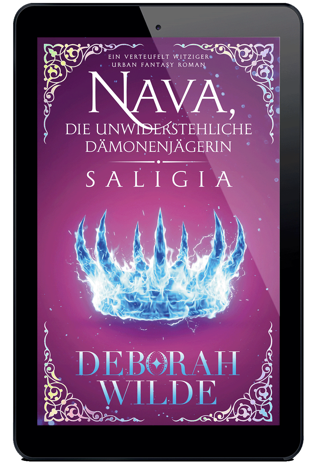 Ebook cover for "Nava, Die Unwiderstehliche Dämonenjägerin Saligia" by Deborah Wilde. 