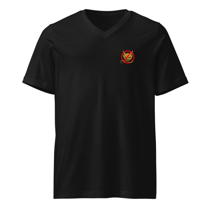 No Demons Unisex V-Neck T-Shirt (Small Logo)